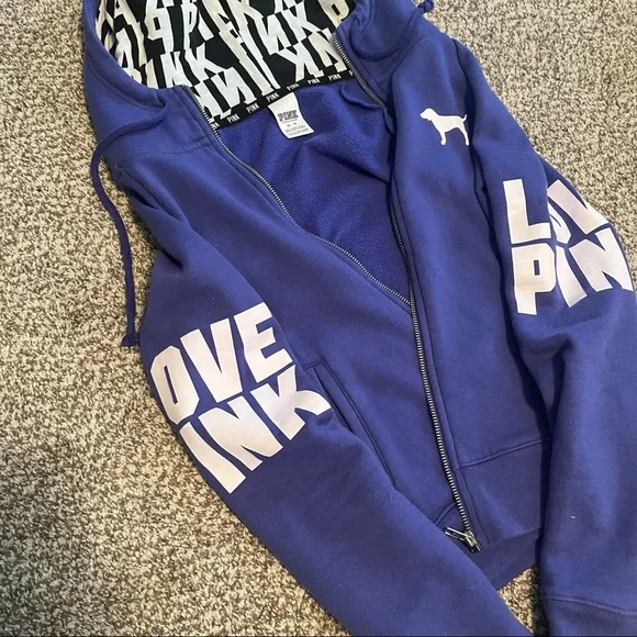 Victoria secret pink purple zip up hoodie - Picture 1 of 3